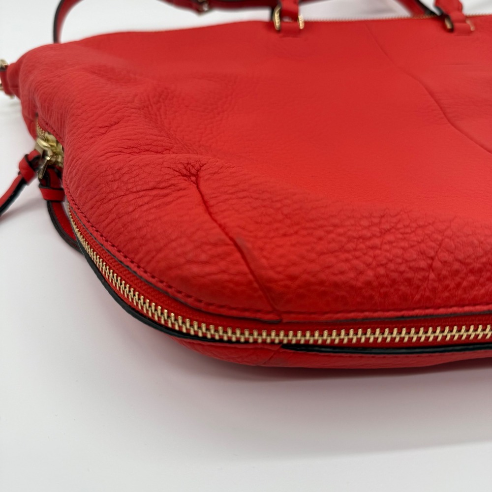 Tory Burch Ivy Slouchy Satchel Samba Red Pebbled Leather Handbag 32163 NEW - Picture 10 of 16